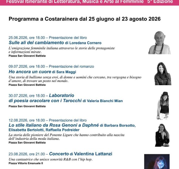 Festival Itinerante di Letteratura, Musica e Arte al Femminile 5° Edizione